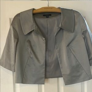 Ann Taylor Silver Gray Bolero Jacket with Open Front and Cropped Design